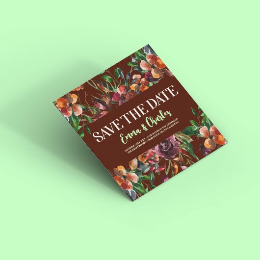 暗い野生の花が日付を保存 招待状