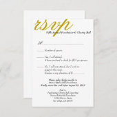 暗い金ゴールドのお祭りのフォーマルなイベントエレガントなRSVPの応答 出欠カード (正面/裏面)