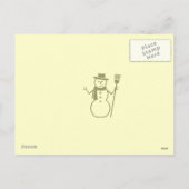 暗い金ゴールドの雪だるま シーズンポストカード (裏面)