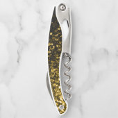 暗い金ゴールドフェイクグリッタースパークルスモノグラム ソムリエナイフ (裏面)