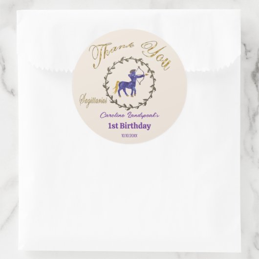 暗い金ゴールドフローラエンボス射手座〔占星術の〕十二宮図 ラウンドシール (バッグ)