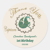 暗い金ゴールドフローラエンボス山羊座〔占星術の〕十二宮図 ラウンドシール (正面)