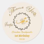 暗い金ゴールドフローラエンボス蠍座〔占星術の〕十二宮図 ラウンドシール (正面)