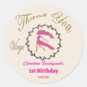 暗い金ゴールドフローラエンボス《星座》乙女座〔占星術の〕十二宮図 ラウンドシール (正面)