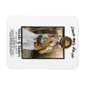 暗い金ゴールドワックスシール写真ウェディング日付を保存 マグネット (横)