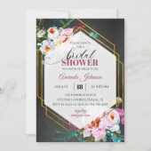 暗い金ゴールド熱帯ブライダルシャワー招待 招待状 (正面)