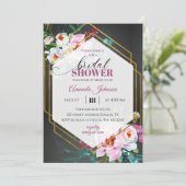 暗い金ゴールド熱帯ブライダルシャワー招待 招待状 (スタンド正面)