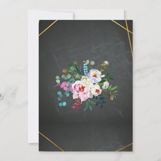 暗い金ゴールド熱帯ブライダルシャワー招待 招待状 (裏面)