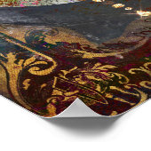 暗い金ゴールド神秘的な三日月の結晶 ポスター (角)