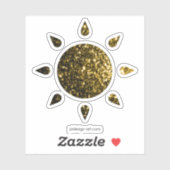 暗い金ゴールド黄フェイクグリッターきらめく太陽 シール (シート)