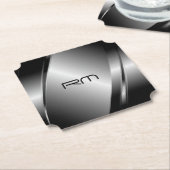 暗い銀色の光沢のあるメタリックな外観 ペーパーコースター (アングル)