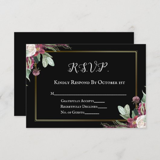 暗い開花の起伏の儀式RSVP 出欠カード (正面/裏面)