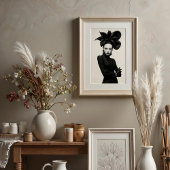 暗い開花:彫刻モノクロファッション ポスター