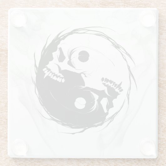 暗い陰陽の宗教的シンボル ガラスコースター (裏面)