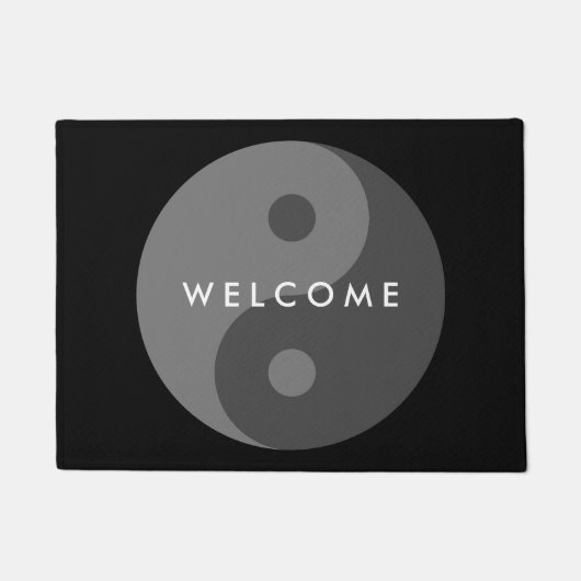 暗い陰陽記号カスタムの歓迎の形式 ドアマット (正面)