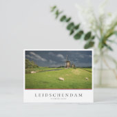 暗い雲の下に風車を持つ羊 ポストカード (スタンド正面)