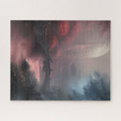 暗い霧の夜の橋と城 ジグソーパズル (横)