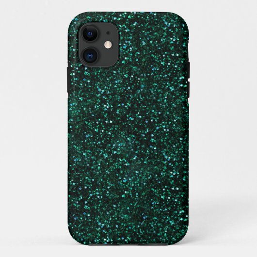 暗い青緑の緑のグリッター Case-Mate iPhoneケース (裏面)