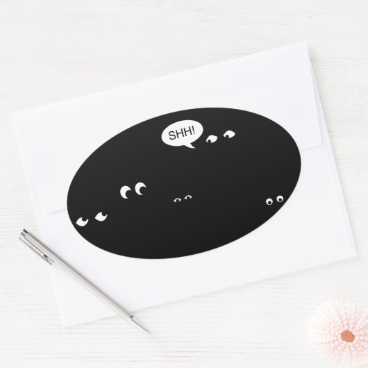 暗い驚きのパーティーで待つ 楕円形シール (封筒)