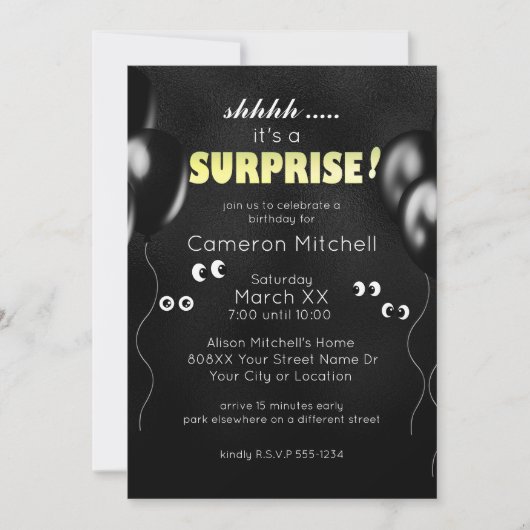 暗い驚きの中の漫画おもしろいの目パーティー 招待状 (正面)