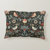 暗い魅惑のヴィンテージの花と鳥シームレス アクセントクッション (裏面)