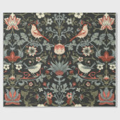 暗い魔法のかかったヴィンテージの花と鳥のシームレスさ  ラッピングペーパー (フラット)