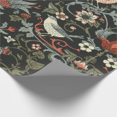 暗い魔法のかかったヴィンテージの花と鳥のシームレスさ  ラッピングペーパー (角)