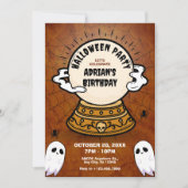 暗い魔法のフォーチュンボールのハロウィーンの誕生日 招待状 (正面)