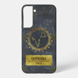 暗い魚座の占星術: ブラック&ゴールド SAMSUNG GALAXY S22+ケース