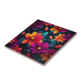 暗い鮮やかにネオンの花 タイル (側面)