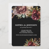 暗い黒い素朴なフローラカップルの結婚写真 セーブザデート (裏面)