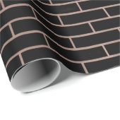 暗い黒レンガの壁は荒い表面を持っている ラッピングペーパー (ロールコーナー)