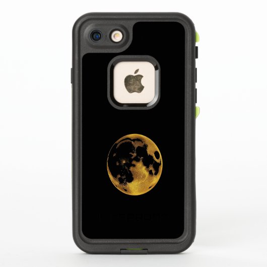 暗い黒地にゴールドテクスチャーの月 LifeProof iPhoneケース (裏面)