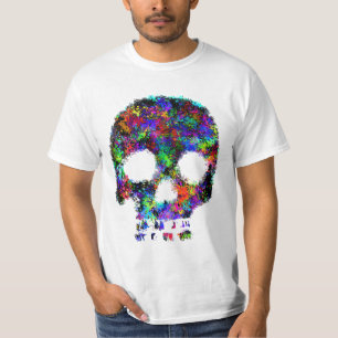 暗い(ばちゃばちゃ)跳ねるのスカルのティー Tシャツ