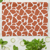 暗い-オレンジキリンパターン キッチンタオル (折り畳み)