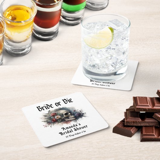 暗い ゴシックな花嫁が選ぶか死ぬか ブライズシャワー ガラスコースター