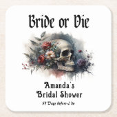 暗い ゴシックな花嫁が選ぶか死ぬか ブライズシャワー スクエアペーパーコースター (正面)