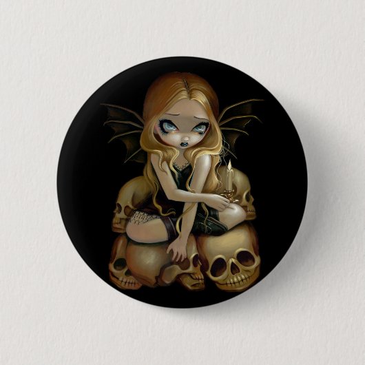 "暗い"ボタンの蝋燭 缶バッジ (正面)