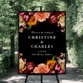 暗い+ムーディエレガントフローラ結婚の歓迎 ポスター