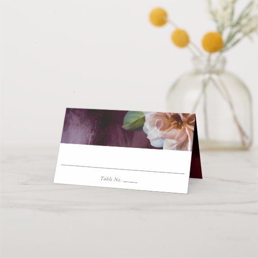 暗い+ムーディ素朴フローラ結婚の座席表 プレイスカード (正面)