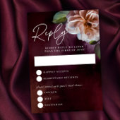 暗い+ムーディ素朴フローラ結婚の返信カード 出欠カード