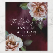 暗い+ムーディ素朴フローラ結婚の ワインラベル (シングルラベル)