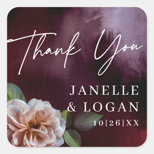 暗い+ムーディ素朴フローラ結婚式の引き出物 スクエアシール (正面)