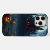 暗い、中世の城、こうもり、カボチャ iPhoneケース (裏面横)