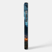 暗い、中世の城、こうもり、カボチャ iPhoneケース (左側面)