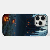 暗い、中世の城、こうもり、カボチャ iPhoneケース (裏面横)