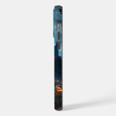 暗い、中世の城、こうもり、カボチャ iPhoneケース (左側面)