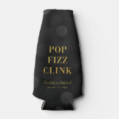 暗い《写真》ぼけ味フェイクポップ・アートの金ゴールドFizzインク ボトルクーラー (正面)