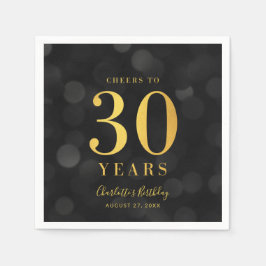 暗い《写真》ぼけ味フェイク金ゴールド応援から30年誕生日 スタンダードカクテルナプキン