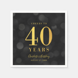 暗い《写真》ぼけ味フェイク金ゴールド応援から40年誕生日 スタンダードカクテルナプキン